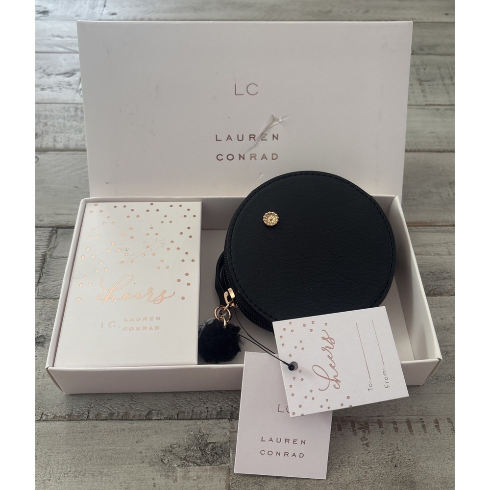 Lauren Conrad Black Wristlet Purse w PomPom Charm New/ Tags - Read